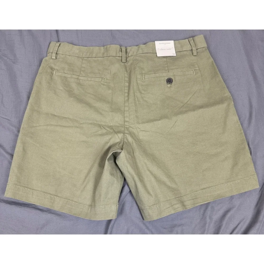 Banana Republic Lived-In 7 Inch Chino Shorts Mens 33(35) Olive Green Stretch NWT
